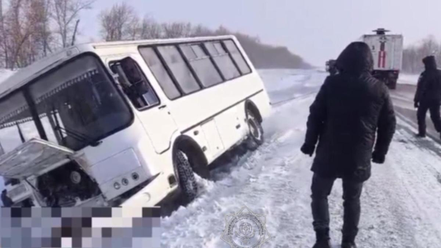 СҚО-да жолаушылар автобусы жолдан шығып кетті (видео)
