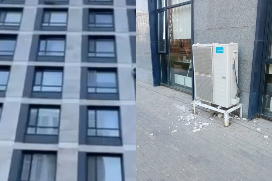 Астанадағы Sat City тұрғын үй кешенінде ғимараттың қаптама тақталары құлап түсті