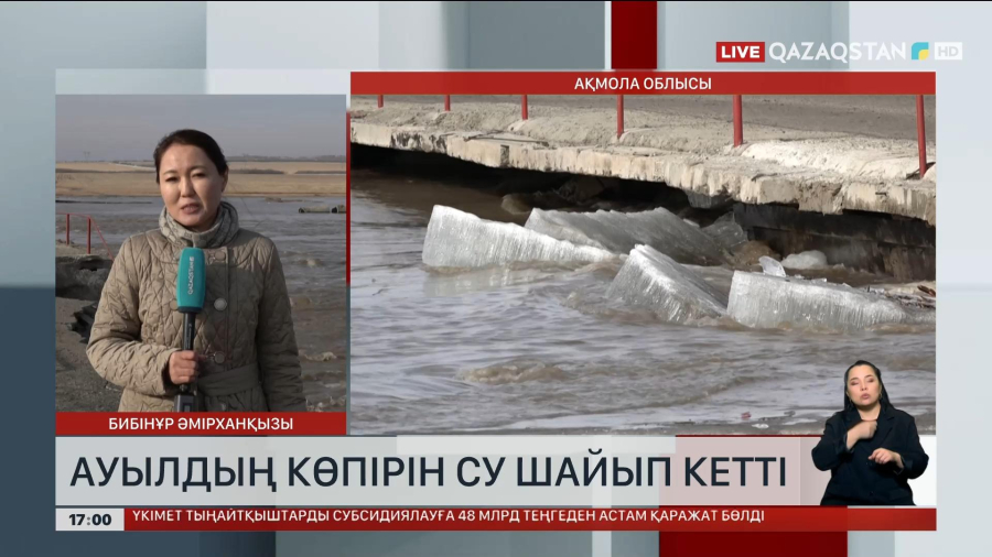 Ақмола облысындағы ауылдың көпірін су шайып кетті