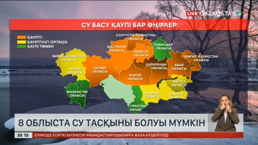Еліміздің 8 облысында су тасқыны болуы мүмкін